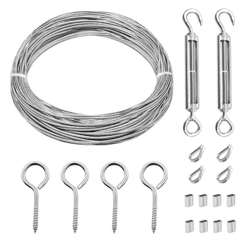1/16Inch Grele Cuplare Cablu Balustrada Kit M5 Cârlig Și Ochi de Cuplare Kit 65Ft cabluri
