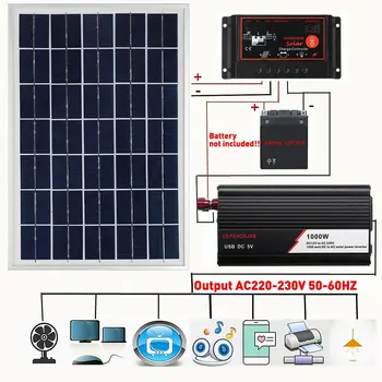 1000W Sistem de panouri Solare Panou Solar 60A Controler de Încărcare Solar Invertor Kit Complet de Generare de Energie Panou Solar Valiza