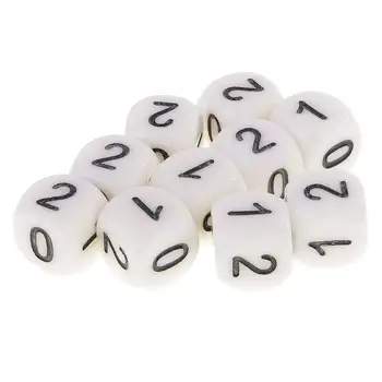 10buc Zaruri Numerele 0 1 2 Zaruri D6 Plastic 16mm pentru Jocuri de Matematica