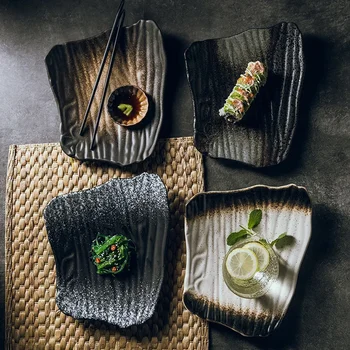 1BUC 10-inch creative ceramic placa de sushi stil Japonez neregulate, plate Negru placă de mic dejun Acasă-antena fierte gustare placa