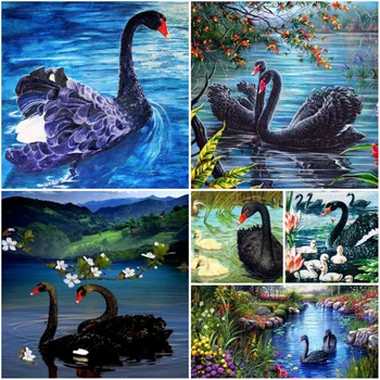 5D Diy Diamant Pictura Animal Black Swan Plin de Pietre Broderie Mozaic Art cruciulițe Kituri de Acasă Decor Nou-veniți în 2023