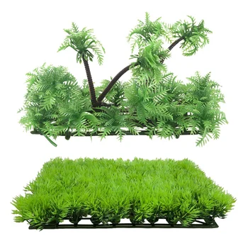 Artificial, Fals Acvatice De Apă Verde Iarbă De Gazon Plante De Acvariu Peisaj & 3.9 Inch Înălțime Artificiale Plante De Palmier De Nucă De Cocos
