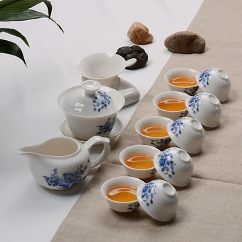 Ceramica kung fu set de ceai Include1 ceainic+1 cupa fair+10 ceașcă de ceai,ceai chinezesc set la vanzare 4 stil de ceremonia ceaiului
