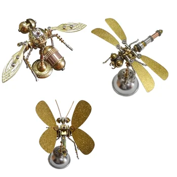 DIY Insecte Mecanice de Asamblare Kit de Model Metalice de Asamblare Dragonfly / Fluture / Muște Mici Jucărie Puzzle-uri 3D Jucărie