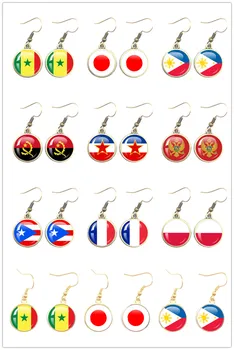 Drapelul Național Picătură Cercei Franța, Polonia, Puerto Rico, Muntenegru, Iugoslavia, Israel, Filipine Pentru Femei Fete