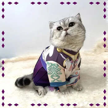 Genshin Impact Pisica Amuzant Costum de Haine Xiao Cosplay Haine pentru Halloween pentru animale de Companie Haine imbraca Pisica Petrecere Costum Costum