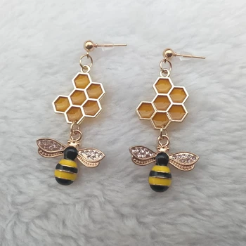 Moda stup de albine hexagonale email cercei fagure de miere de albine neregulate cercei simplu și generos geometrice cercei