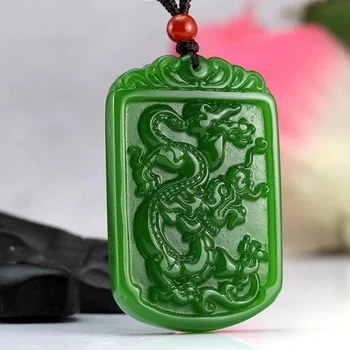 Naturale de Jad Verde Sculptate manual Zodia Dragon Pandantiv Moda de tip Boutique de Bijuterii pentru Bărbați și Femei Coliere Accesorii Cadou