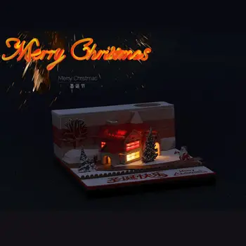 Nu Inserați codul Fără Calendar de Crăciun, Casa de Hârtie Lipicioasă Drăguț Decorațiuni Sculptate Notă Note Model 3D Tabelul Carte Desktop A0Q8