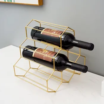Stil Nordic Aur, Fier de Vin Stoage Raft Camera de zi Vin Cabinet Rack de Afișare Stup Forma de Design, Bar, uz casnic Rack de Vin ZD771