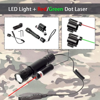Tactice de Metal Reîncărcabilă arma Arma Lanterna Roșie/Verde Dot Laser Pointer Vedere Pentru Airsoft Pusca AR15 M16 Lanterna de Vanatoare