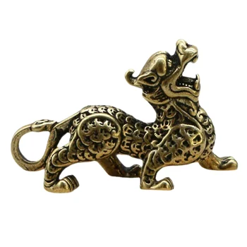 1 BUC Statuie Figurina Avere Alamă Decor Prosperitate Stil Chinezesc Ornament Qilin Dragon Noroc Animal Fengshui Vintage