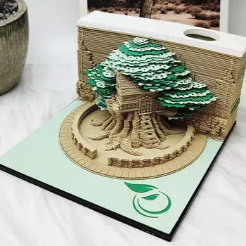 1 BUC Verde Copac de Trei-dimensional de Hârtie Sculptură Școală Memo Bucată de Timp 3D Pad, Tampoane de Lumini Calendar Led Calendar P3U4