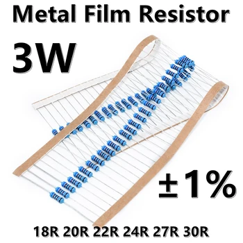 (10buc) 3W Metal Film Rezistor de 1% cinci inel de culoare rezistor de precizie 18R 20R 22R 24R 27R 30R ohm Ω