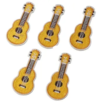 10buc 6*2.7 cm Guitar instrument muzical aplicatii brodate Chitara forma de Bumbac instrument Muzical Aplicatii Brodate