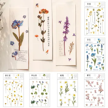 12 Modele Naturale Daisy Lavanda, Trandafir Japonez Cuvinte Autocolante PET Transparent Material Flori Frunze de Plante Decor de Autocolante