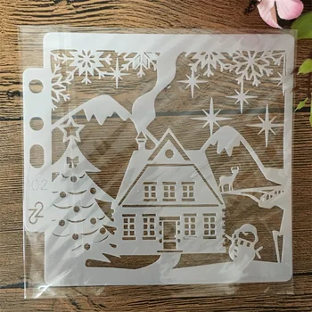 14x13cm Zăpadă de Crăciun Casa DIY Stratificare Sabloane Pictura Album de Colorat Relief Album Decorative Șablon