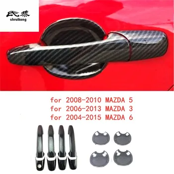 1Lot ABS Fibra de Carbon de Cereale în Afara Ușa se Agită Handshandle Castron Și se Acoperă Pentru 2004-2015 Mazda 3 5 6