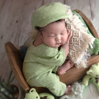 2 buc Fotografie elemente de Recuzită pentru Baby Boy Fete Unisex Salopeta cu Bereta Pălărie Fotografie Costum Nou-născut sedinte foto Costum Accesorii