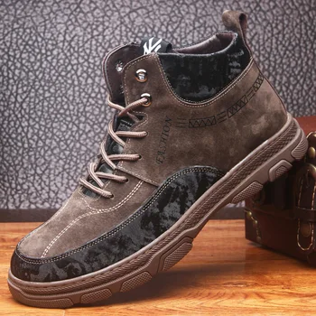 2020 Iarna Cizme Barbati Plus Catifea de Bumbac, Pantofi de Scule Pantofi Barbati din Piele de Zăpadă Tendință Cizme Militare de Mare sus Pantofi pentru Bărbați