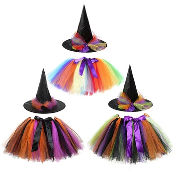 2023 Noi de Halloween pentru Copii Haine de Moda Vrăjitoare Fete Fusta Tutu Haine Pentru Copii, Petrecere de Carnaval Cosplay Costum, Cu Pălărie 1-8Y