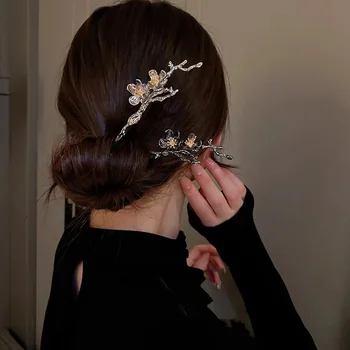 2023 Noul Stil Chinezesc Bastoane De Păr De Epocă Flori, Agrafe De Par Femeile Metal Clip De Păr Pălării De Partid Accesorii Bijuterii