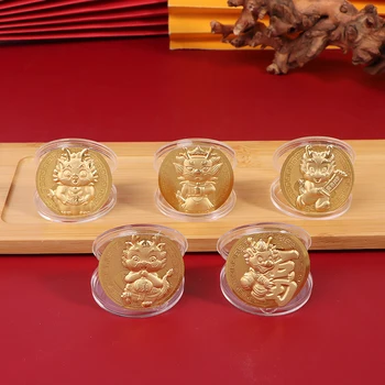 2024 An De Dragon Chinese Zodiac Monede Comemorative Metal Feng Shui Colecție De Suveniruri