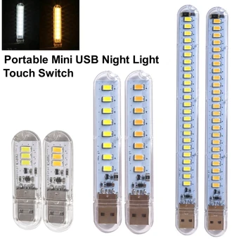 3-24 Led-uri Mini USB Portabil Bar de Lumina Senzor Lumini Masă de Lectură Lampă de Noptieră pentru Putere Banca PC Laptop Nobook