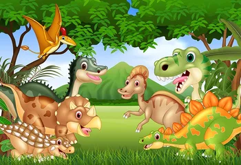 7x5ft Desene animate Jurassic Natură, Peisaj, Copil de Dus Dinozaur Personalizat Photo Studio Background Fundal de Vinil 220cm x 150cm