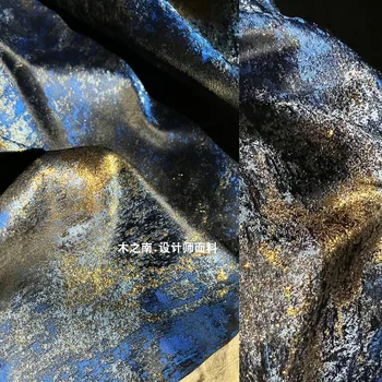 Albastru Aurit Sclipici față-verso Neregulate Jacquard Tesatura de Îmbrăcăminte de Modă de Designer Rochie Sacou Canadiană Coase Pânză Material