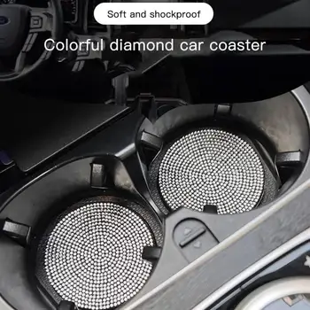 Auto Coaster Cana de Apa Slot Mat Non-Alunecare de Gel de Siliciu Pad Diamant Bling rezistent la apa Suport pentru pahar Mat Auto Interioare Accesorii 1/2 buc