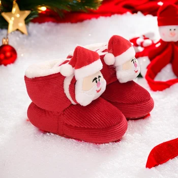 Baby Pantofi Cald Iarna pentru Copii Cizme de Zăpadă Drăguț Moș Crăciun Moale Baby Pantofi cu Talpă Moale Confortabil Non-alunecare Pantofi de Mers pe jos