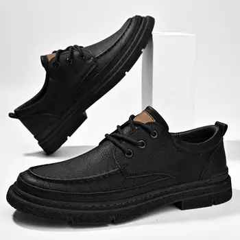 Barbati Pantofi de Primăvară Bărbați Munca Fund Moale Oamenii de Afaceri Britanici Stil Sport Anti-Alunecare Negru Casual din Piele Pantofi