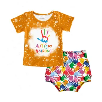 Băiețelul de Vară Haine Multicolore de Imprimare Model cu Maneci Scurte pantaloni Scurți pentru Copii en-Gros, de tip Boutique, Costum de Copii Costum Cas