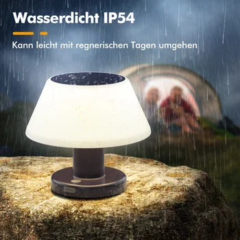 Ciuperci LED Masă Lampă cu 4 Moduri de Iluminare Exterior IP54 rezistent la apa Solar Estompat Lampa de Birou pentru Interior TIP C cu Încărcare Solară