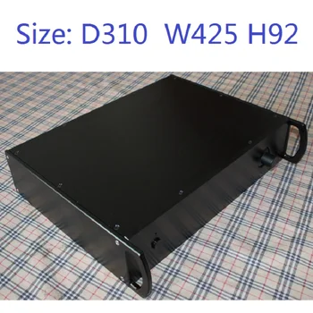 D310 W425 H92 PSU Aluminiu Preamplificator Șasiu DIY Amplificator de Putere de Aprovizionare Caz se Ocupe de Home Audio Carcasă Shell Negru Full Box