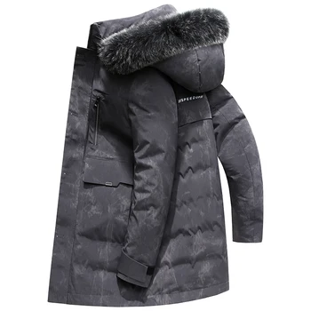 De iarnă pentru Bărbați Cald cu Gluga Rață în Jos Jachete Uza Windproof Liber Mid-Lungime Puffer Coat de Îmbrăcăminte Casual Lung Gros pufoaice