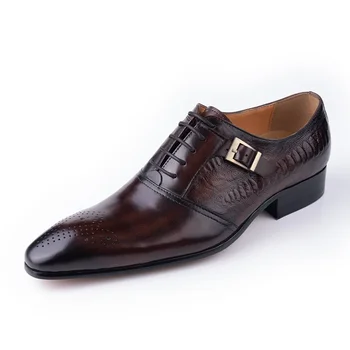 De sex masculin din Piele Sociale de Pantofi Oxford Om Elegant Pantofi Rochie Mână Dantela-up Subliniat Petrecere de Nunta Pantofi de Cafea Neagră, Pantofi