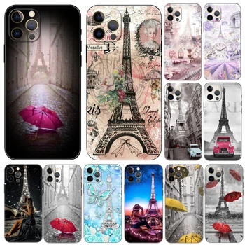 Dragoste la Turnul Eiffel telefon caz pentru iphone 14 2020se 6s 7 8 plus x 10 XR XS 11 12 13 mini pro MAX negru moale tpu capacul din spate
