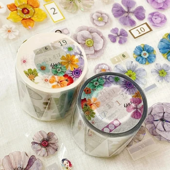 Fairy Maru Flori Vintage Rola 17 Washi Banda PET pentru Luare de Card DIY Scrapbooking Plan Autocolant Decorativ