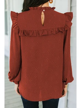 Femei Maneca Lunga Topuri de Cultură Zburli Liber de Bază Tricou Pulover Casual pentru Toamna Club Streetwear Estetice Haine