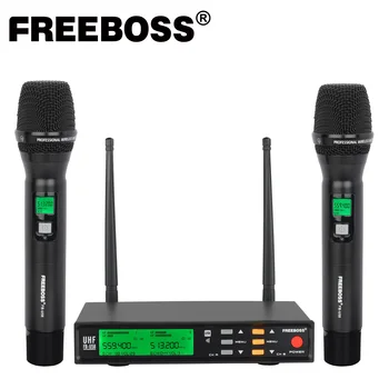 Freeboss FB-U58 UHF 2*200 Frecvență Reglabilă din Metal portabile Ecran LCD Inteligent Opțiune ECOU și EQ eficient Sistem de Microfon pentru DJ