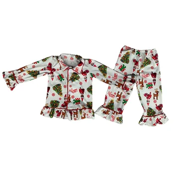 Hot nou design set de pijama pentru baieti si fete cu model de Crăciun maneca lunga pantaloni Două seturi frate