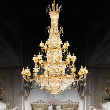 Lux Interior Hol Pandantiv Lumina Decor Nunta Villa Francez De Epocă Mare De Alamă Candelabru De Cristal