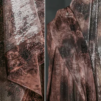 Mangosteen Brodate Tie-dye Bumbac Tifon Planta Vopsit Paiete Întinde de Bază Rochii de Designer de Costume, Țesături