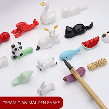 Mini Drăguț Animale de Vopsea Perie Stilou Restul Ornamente Ceramice Caligrafie Chineză Scris Stilou Titularul Ambarcațiuni Pen Perna NOU