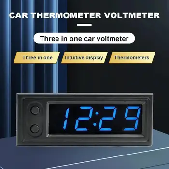 Multifuncțional Ceas Mașină 3 În 1 Ceas Digital, Temperatura Voltmetru afisaj LCD Ajustare Luminozitate Auto Kit Decor