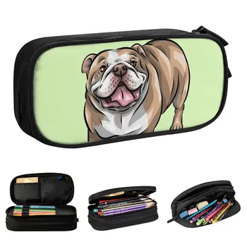 Noi Bulldog englez Creion Cazuri Iubitor de Câini Pencilcases Stilou pentru Fată Băiat Mari Pungi de Depozitare Rechizite Accesorii Cosmetice