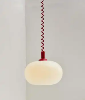 Nordic pandantiv lumina Retractabil bile de sticlă lumină Dormitor Noptieră Restaurant Simplu Lumini de Culoare designer de masă lumină