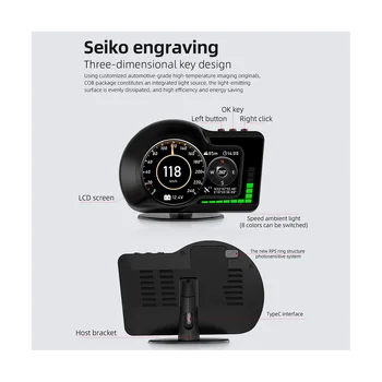 OBD2 EOBD Multifuncțional LCD Display OBD+GPS HUD Auto Calculator Auto Capul SUS de Afișare în Timp Real Vitezometru pentru Toate Auto
